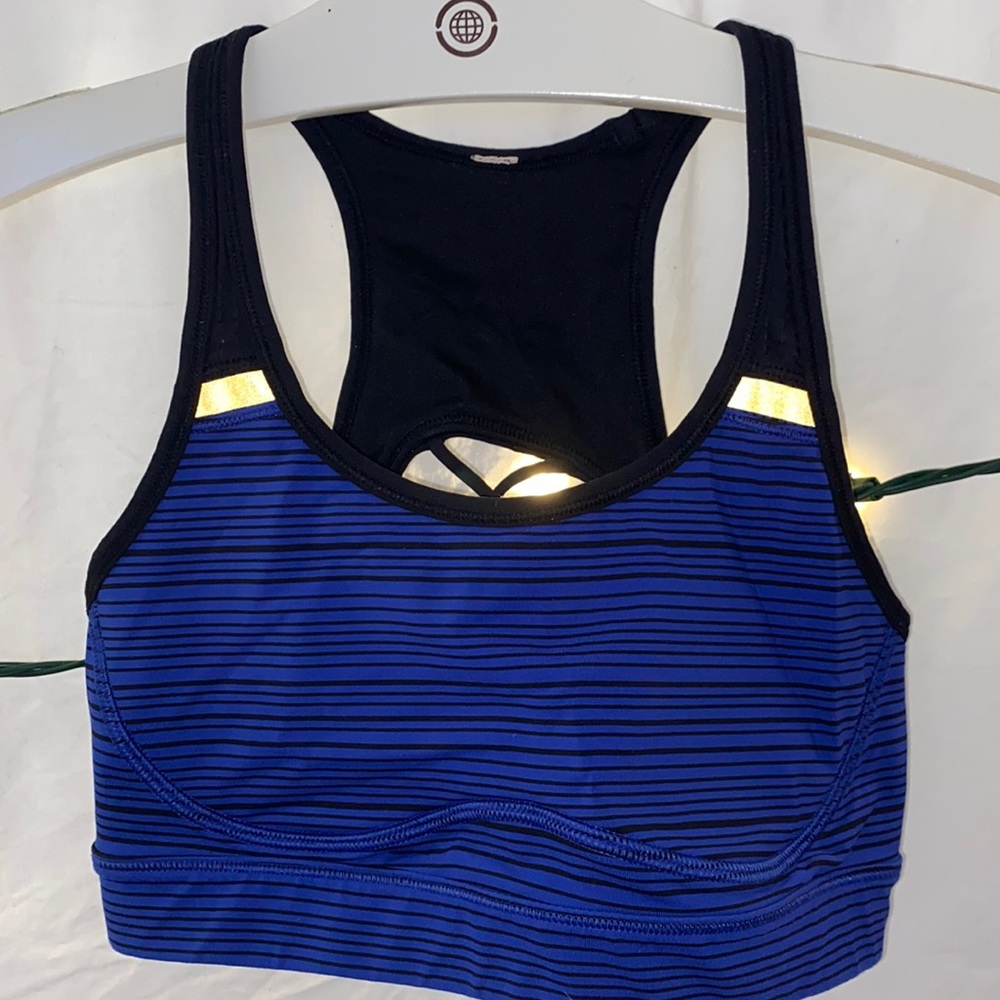 Lululemon blue/black sports bra with cage back